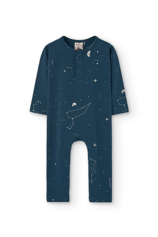 Guida long sleeve baby jumpsuit blue constellations - TIRALAHILACHA