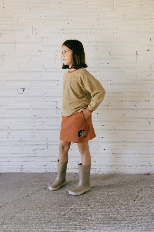 Falda corta evasé Gaya rojo marte