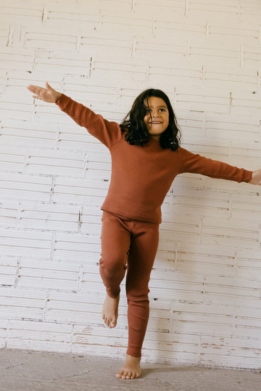 Galatea leggings Mars red ribbed - TIRALAHILACHA