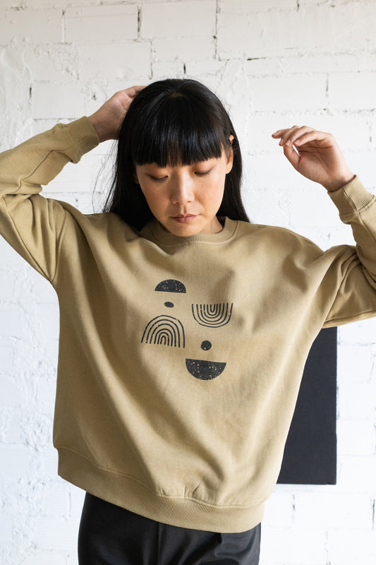 Gabriela oversize sweatshirt sidereal rain beige - TIRALAHILACHA