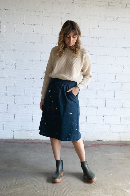 Galia midi skirt blue constellations - TIRALAHILACHA