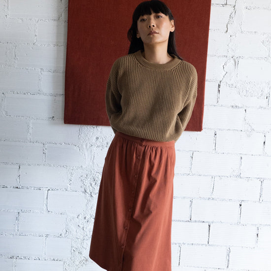 Galia midi skirt with pockets Mars red - TIRALAHILACHA
