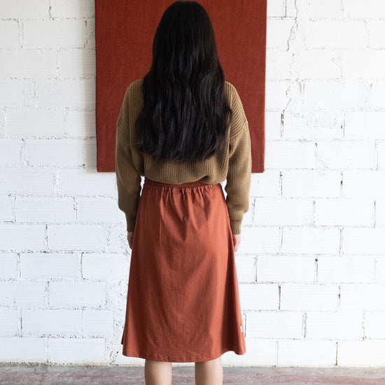 Galia midi skirt with pockets Mars red - TIRALAHILACHA