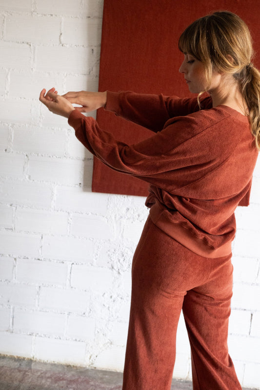 Sudadera Gilda manga ranglán de terry rojo marte