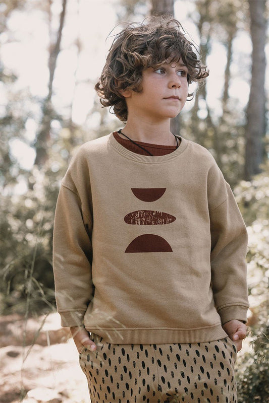 Jay Sweatshirt Kids Forms Beige - TIRALAHILACHA
