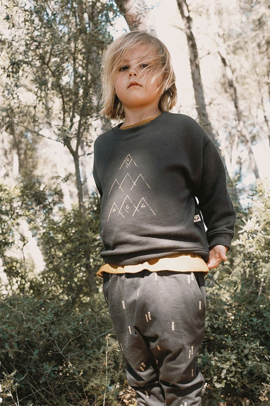 Jay Sweatshirt Kids Mountains Black - TIRALAHILACHA