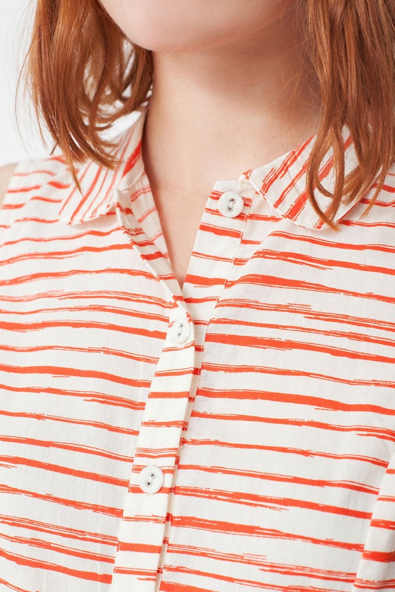 Mimi shirt dress with red stripes print - TIRALAHILACHA