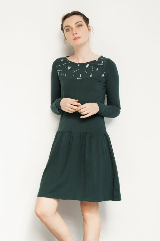 Vestido canesú Naomi estampado pinos. - TIRALAHILACHA