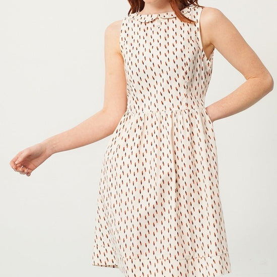 Pearle Peter Pan collar dress in cream and abstract print - TIRALAHILACHA