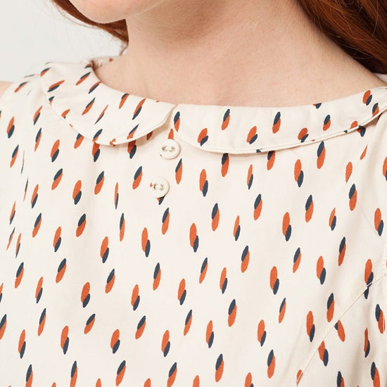 Pearle Peter Pan collar dress in cream and abstract print - TIRALAHILACHA