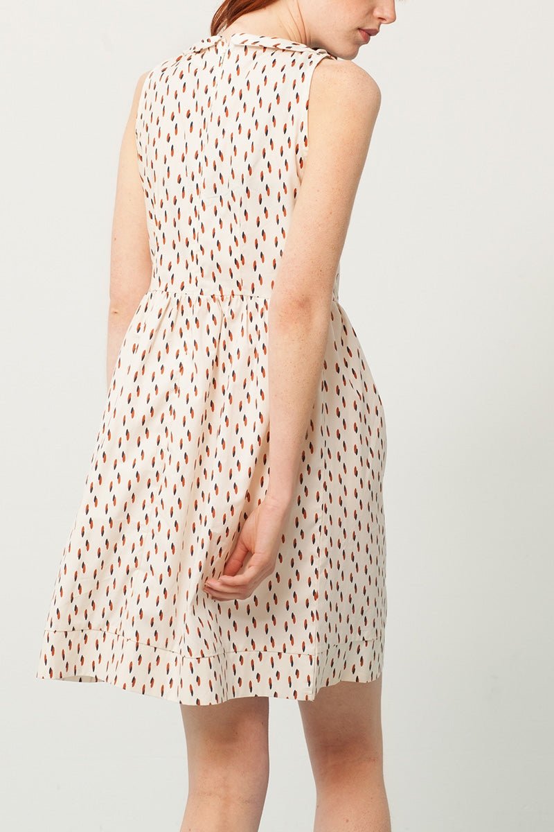 Pearle Peter Pan collar dress in cream and abstract print - TIRALAHILACHA