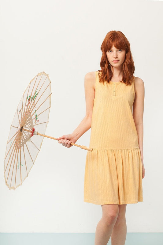 Penelope Charleston dress in yellow and japanese print - TIRALAHILACHA