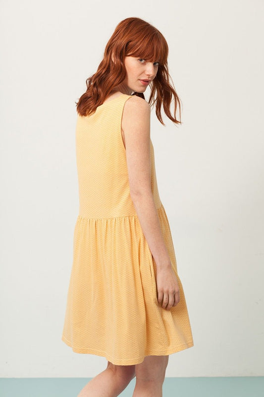 Priscila oversized dress in yellow and japanese print - TIRALAHILACHA