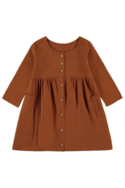 Simone dress with pockets in terracotta - TIRALAHILACHA