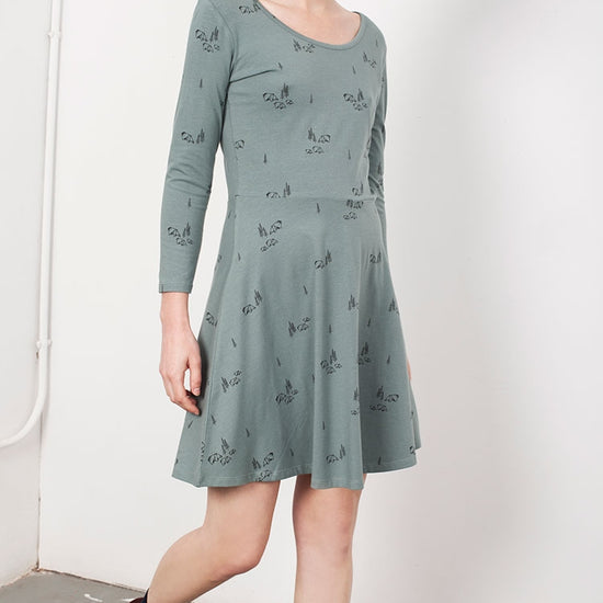 Vestido media capa Lorianne verde estampado