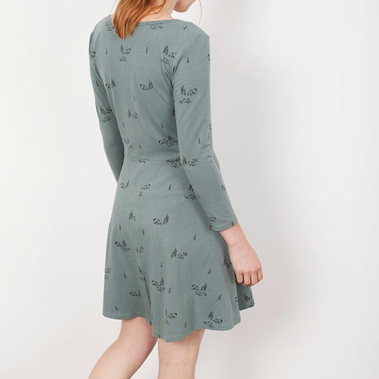 Vestido media capa Lorianne verde estampado