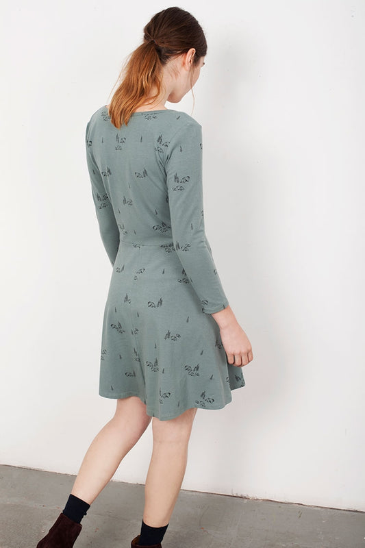 Vestido media capa Lorianne verde estampado