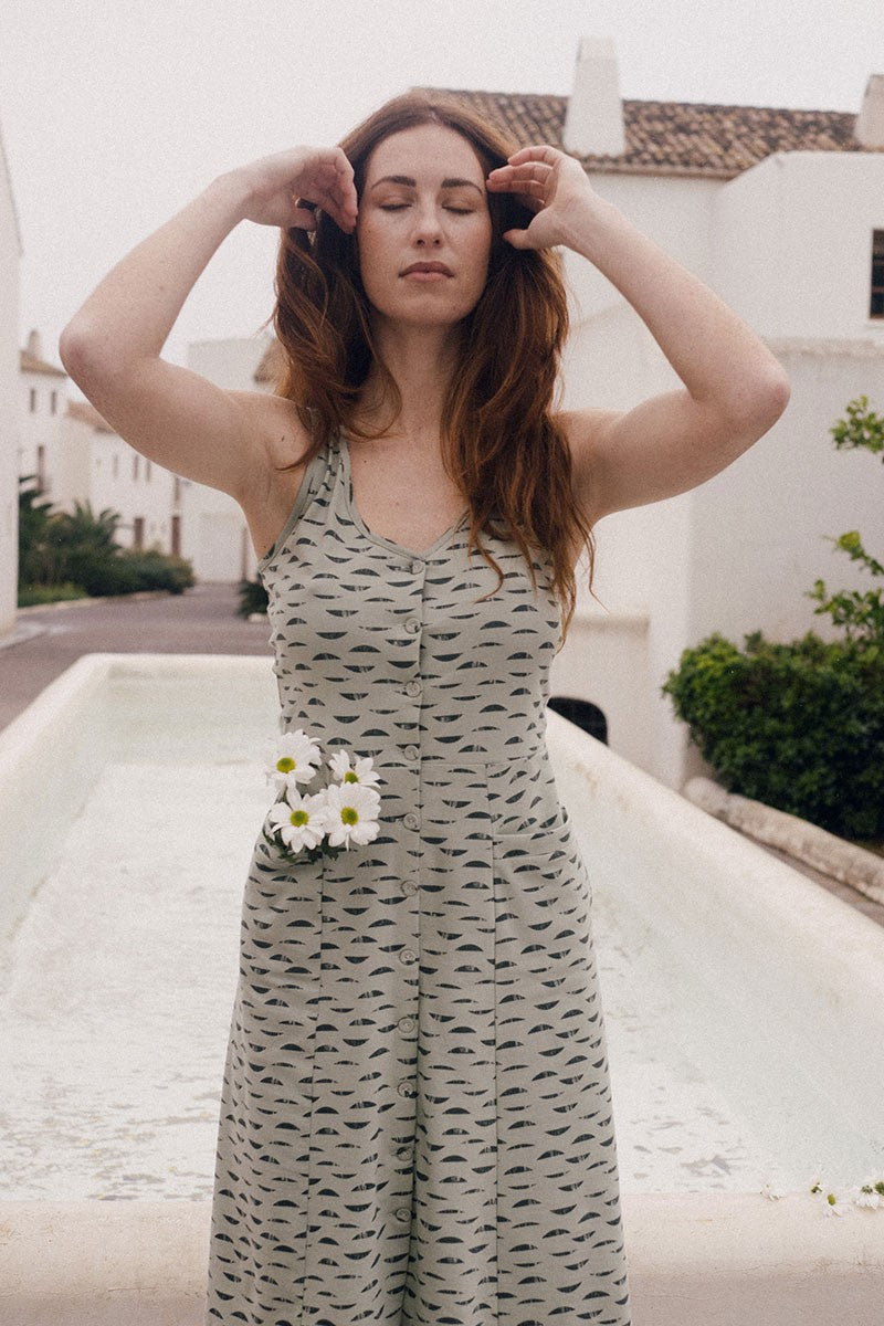 Eva dress with green reflections