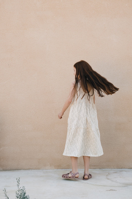 Green kids printed ruffled dress