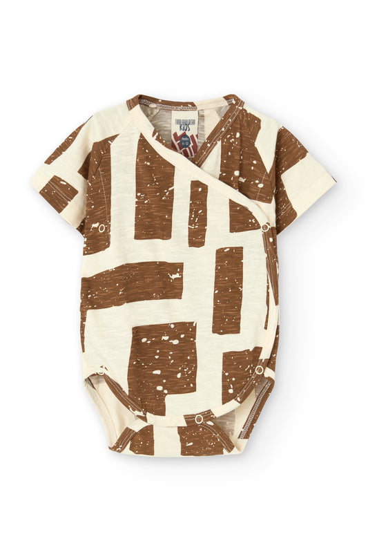 Body kimono estampado marrón
