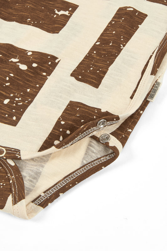 Body kimono estampado marrón