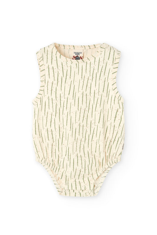 Green printed baby romper