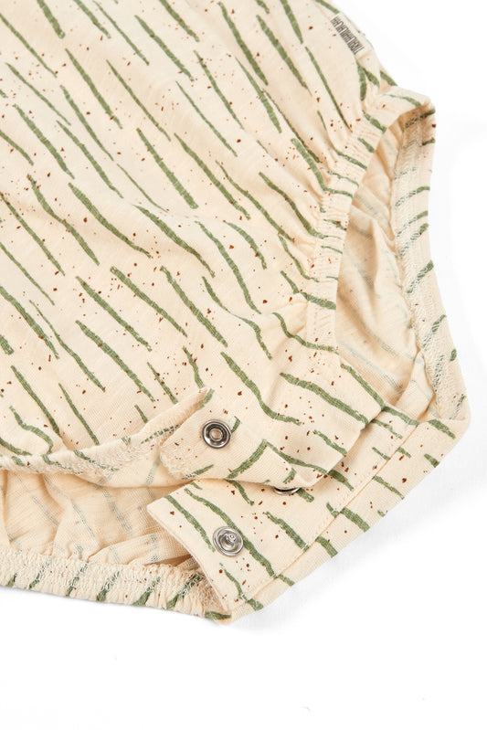 Green printed baby romper