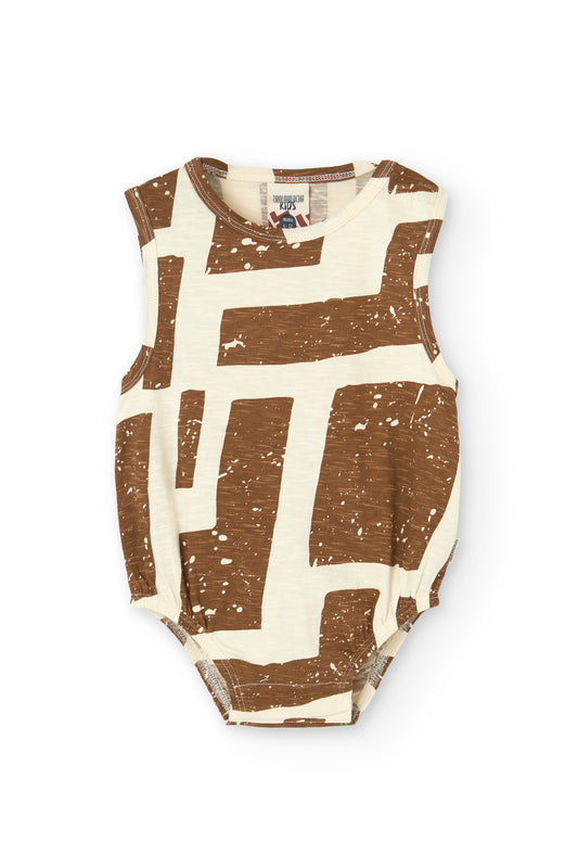 Brown printed baby romper