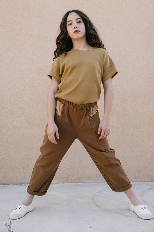 Brown combined kids pants