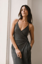Black straps wrap dress