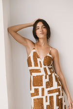 Brown printstraps wrap dress