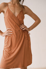 Coral pink straps wrap dress