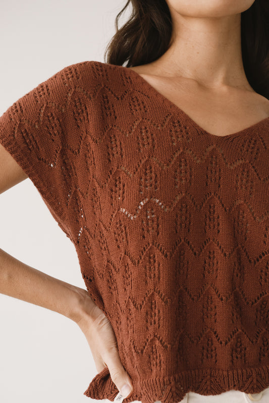 Openwork Red knitted top
