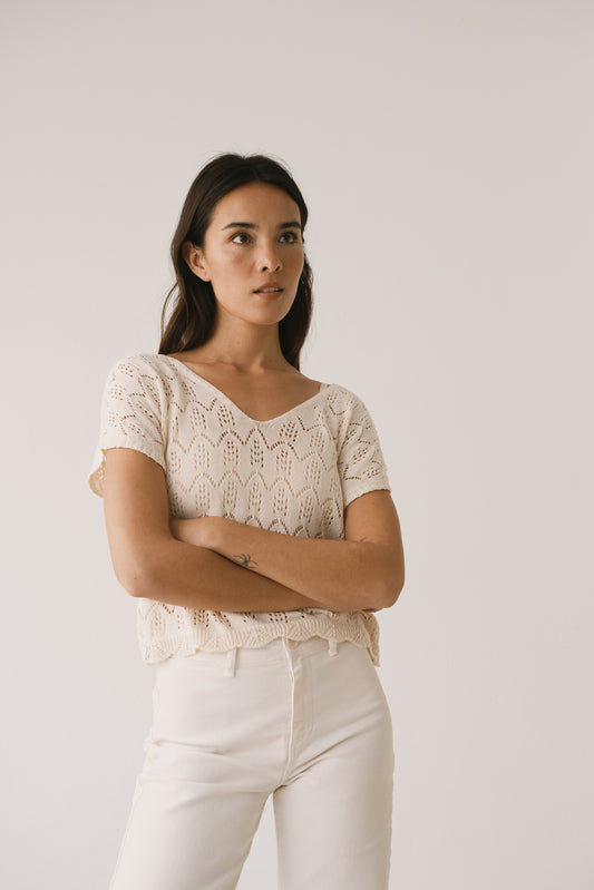 Openwork Ecru knitted top
