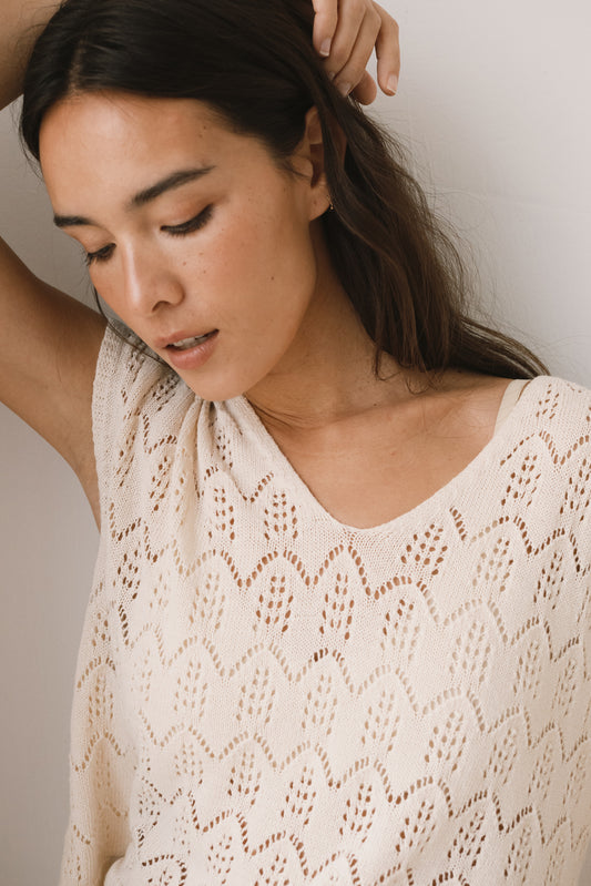 Openwork Ecru knitted top