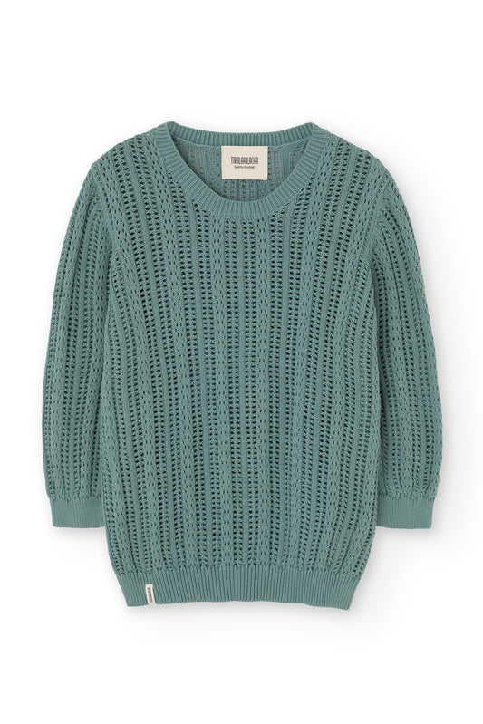 Openwork Light Blue knitted sweater