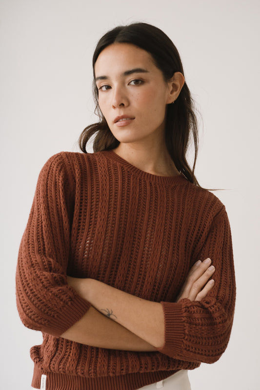 Openwork Light Garnet knitted sweater
