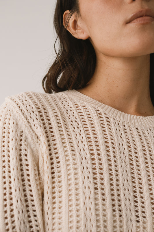 Openwork Light Ecru knitted sweater