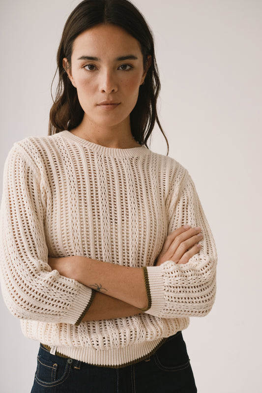 Openwork Light Ecru knitted sweater