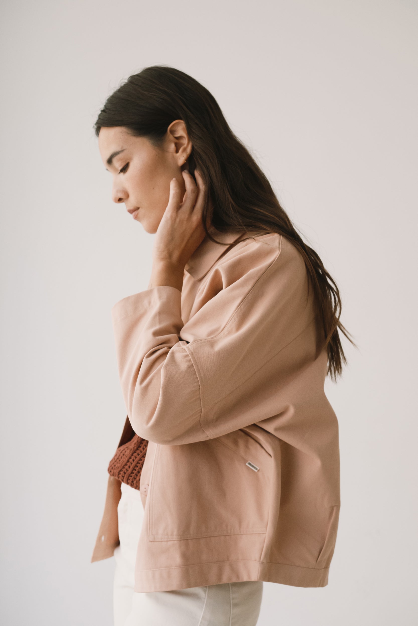 Pink oversized twill jacket | Fair fashion by TIRALAHILACHA