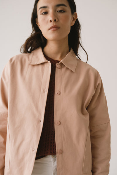 Pink oversized twill jacket | Fair fashion by TIRALAHILACHA