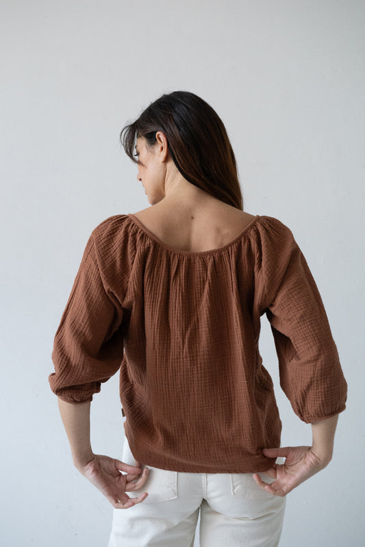 Blanche Terracotta Muslin Top