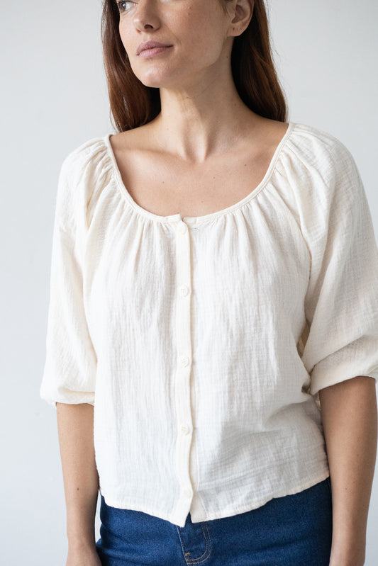 Blanche Beige Muslin Top