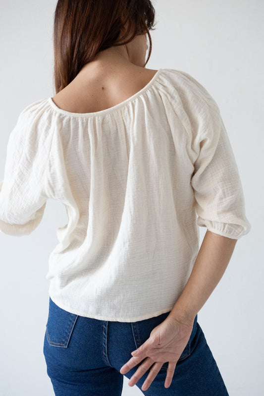 Blanche Beige Muslin Top