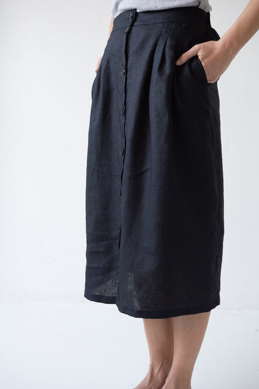 Bernadette black linen skirt