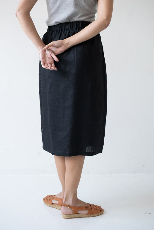 Bernadette black linen skirt