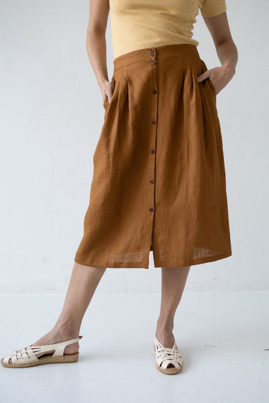 Bernadette Terracotta Linen Skirt