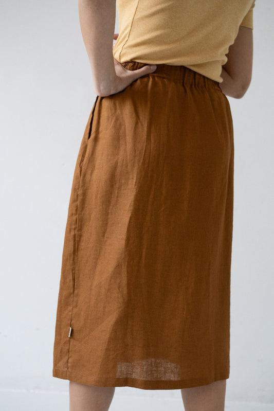 Bernadette Terracotta Linen Skirt