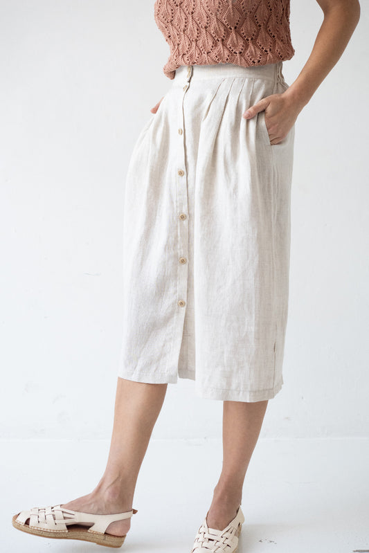 Bernadette Beige Linen Skirt