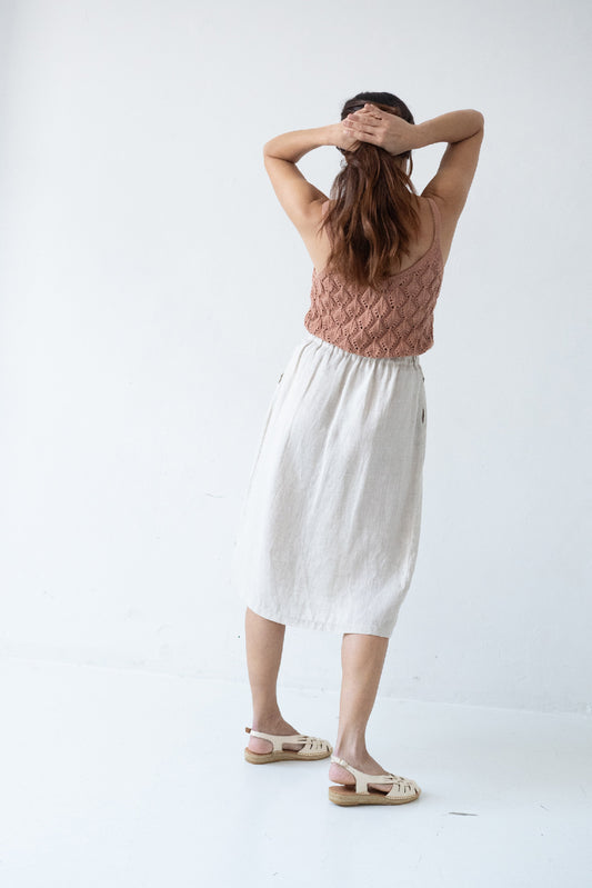 Bernadette Beige Linen Skirt